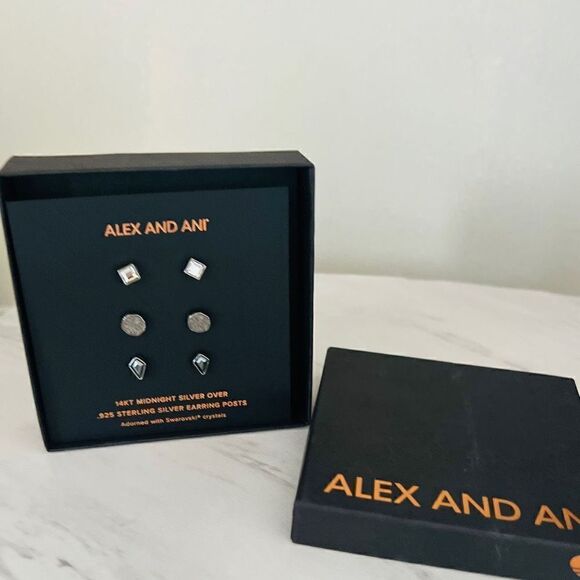 ALEX AND ANI Diamond Jet & Path Of‎ Life Stud Earring Set, NWT - Picture 12 of 12